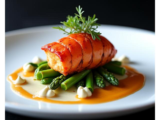 Plat de homard bleu rôti avec garniture délicate