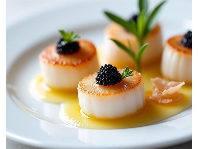Coquilles Saint-Jacques poêlées sur lit de champignons de saison
