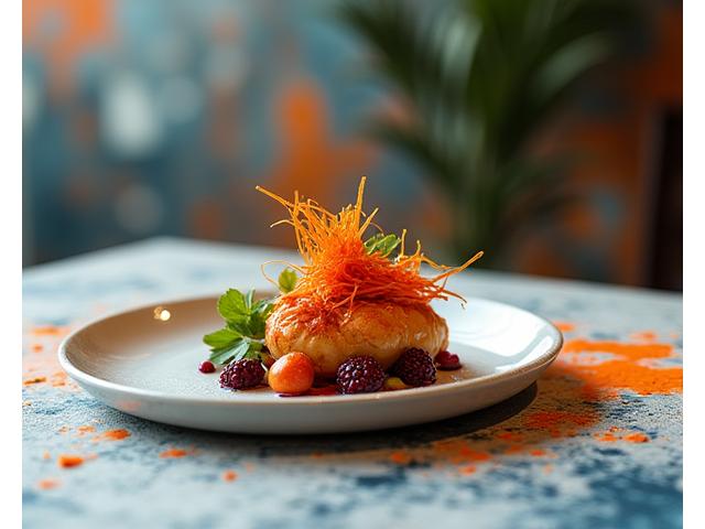 Artiste créant une œuvre en lien avec la cuisine