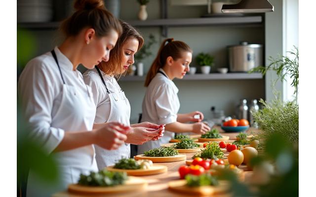 Groupe participant à un atelier culinaire privé avec un chef expérimenté