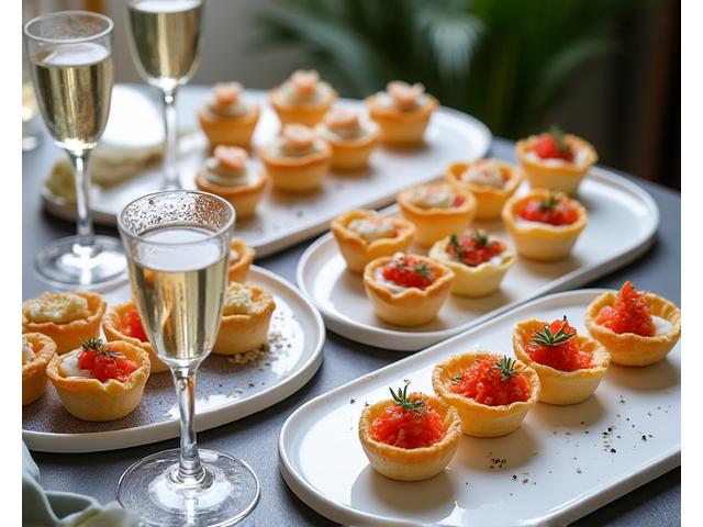 Cocktail dînatoire élégant avec des amuse-bouches raffinés