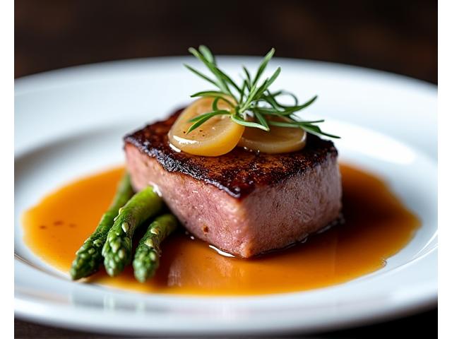 Plat principal raffiné de filet de bœuf avec garniture de légumes